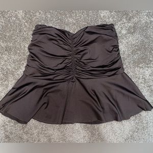 BROWN FIT AND FLARE MINI SKIRT